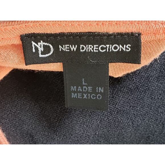 New Directions Women's Orange Floral Rayon V-Neck Long Sleeve Top Blouse Large - Picture 7 of 11